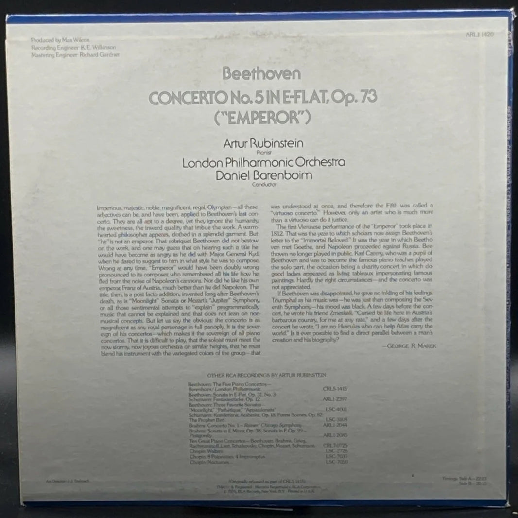 Beethoven (Rubinstein, Barenboim, London Philharmonic) - Concerto No. 5 in E-Flat, Op. 73 "Emperor"