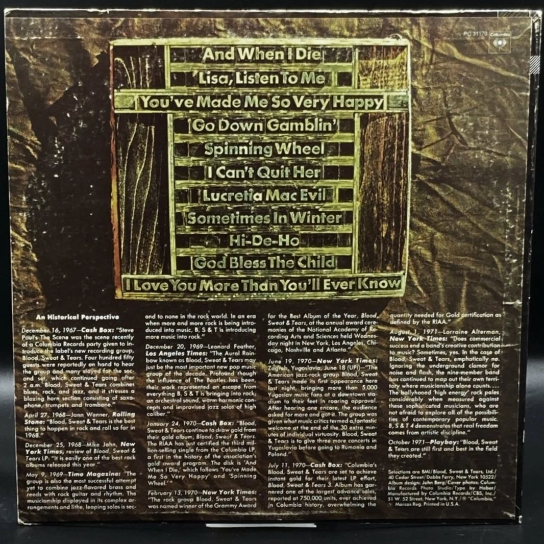 Blood, Sweat & Tears - Blood, Sweat and Tears Greatest Hits