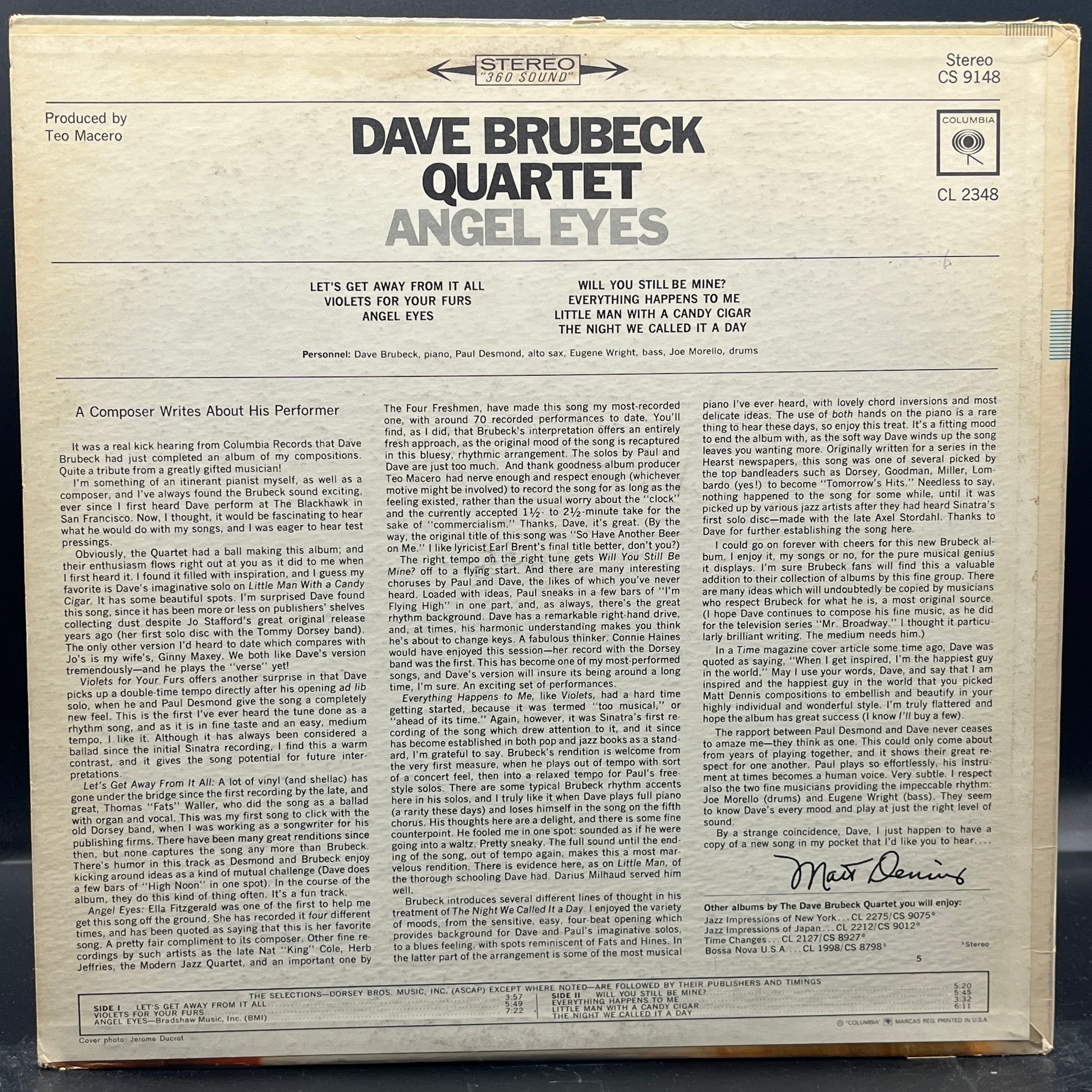 The Dave Brubeck Quartet - Angel Eyes
