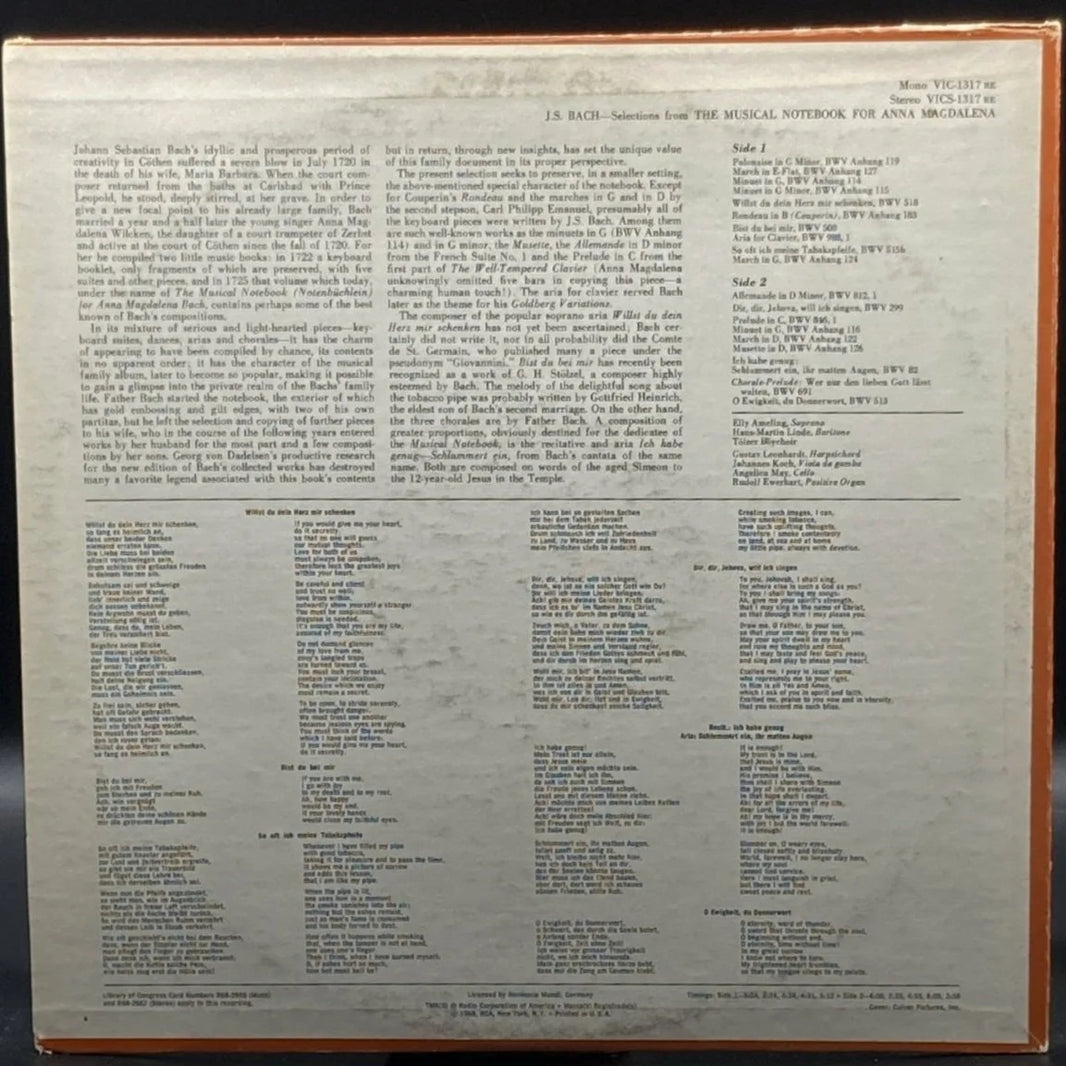 Bach (Leonhardt, Ameling, Linde) - Selections From The Musical Notebook For Anna Magdalena Bach