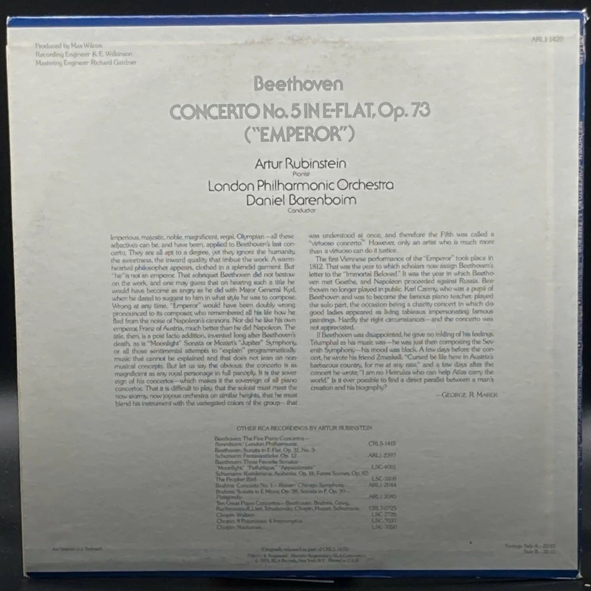 Beethoven (Rubinstein, Barenboim, London Philharmonic) - Concerto No. 5 in E-Flat, Op. 73 "Emperor"