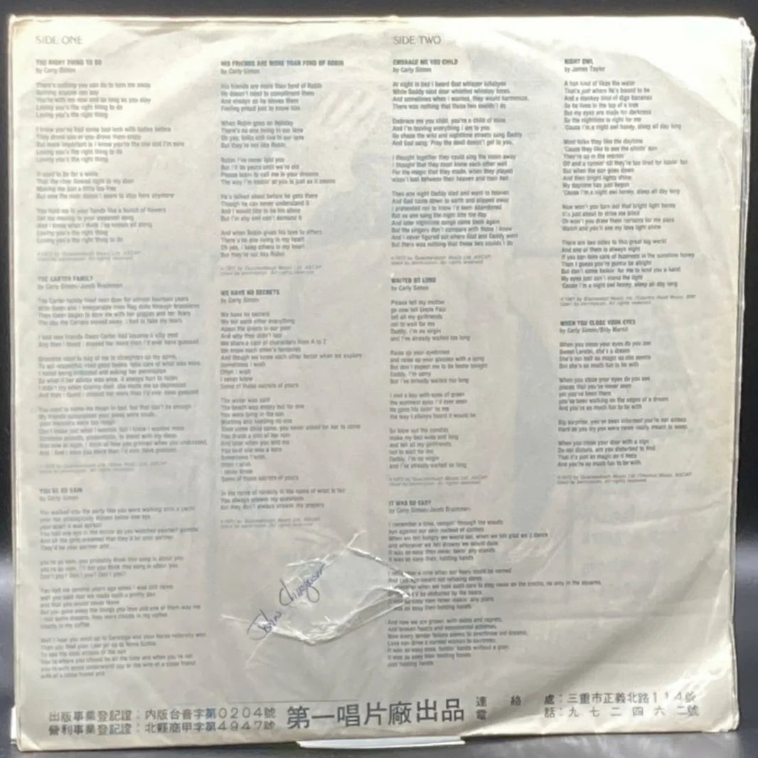 Carly Simon - No Secrets (Unofficial)