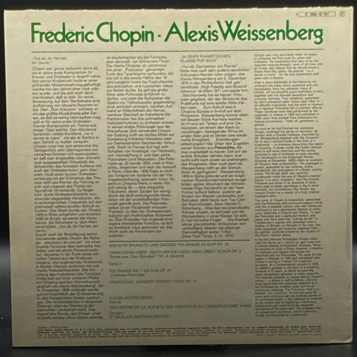 Chopin (Weissenberg) - Music For Piano & Orchestra